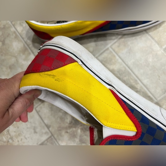 Men’s checkered Vans shoes 11.5 red blue grey yellow - Picture 7 of 8